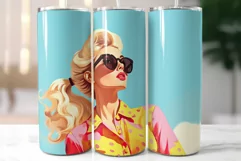 Beautiful Blonde Girl Wearing Pink|Summer Style Tumbler Wrap Product Image 3