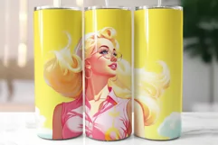 Beautiful Blonde Girl Wearing Pink|Summer Style Tumbler Wrap Product Image 5