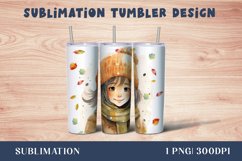 Girl autumnTumbler Sublimation Wrap | Watercolor Designs Product Image 1