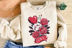 Retro Love PNG, Girl Valentine Heart Faux Glitter, Valentine Product Image 3