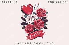 Retro Love PNG, Girl Valentine Heart Faux Glitter, Valentine Product Image 1