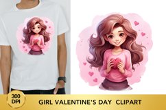 Cute Girl sublimation Design, Valentine&#039;s Day Clipart Product Image 1