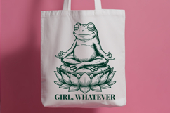 Funny Meditating Frog SVG Girl Whatever Yoga Toad PNG Product Image 2