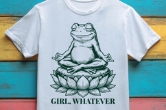 Funny Meditating Frog SVG Girl Whatever Yoga Toad PNG Product Image 3