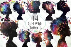 Girl With Butterfly Sublimation Clipart Product Image 1
