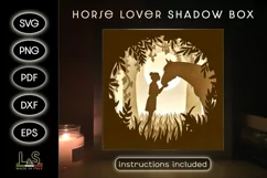 3D horse light box svg template with layered girl kissing horse in the nature design