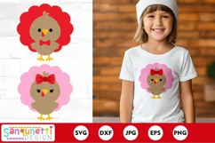 Cute Thanksgiving Turkey Girl and boy SVG Product Image 1