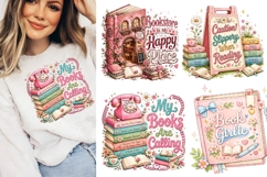 Girlie Book Lover PNG Sublimation Png, Bookish Kindle Png Product Image 1