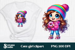 Cute pink girl clipart PNG design | Kids sublimation Product Image 1