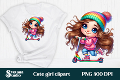 Cute pink girl clipart PNG design | Kids sublimation Product Image 1
