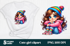 Cute pink girl clipart PNG design | Kids sublimation Product Image 1