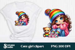 Cute pink girl clipart PNG design | Kids sublimation Product Image 1