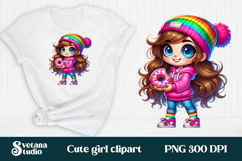 Cute pink girl clipart PNG design | Kids sublimation Product Image 1
