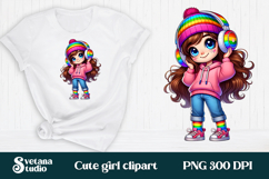 Cute pink girl clipart PNG design | Kids sublimation Product Image 1