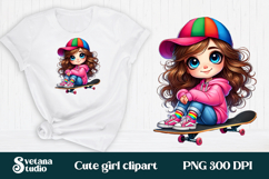 Cute pink girl clipart PNG design | Kids sublimation Product Image 1