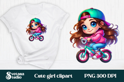 Cute pink girl clipart PNG design | Kids sublimation Product Image 1