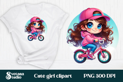 Cute pink girl clipart PNG design | Kids sublimation Product Image 1
