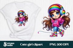 Cute pink girl clipart PNG design | Kids sublimation Product Image 1