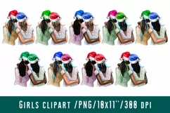 Best Friends in Santa Hat Girl Clipart African American Product Image 1
