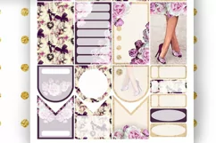 Big Planner Stickers Purple peonies flowers Girl high heels Product Image 3