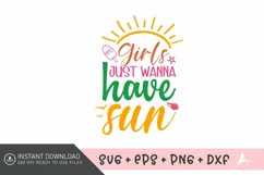 Girls just wanna have sun SVG , Summer vibes SVG , Beach SVG Product Image 1