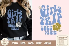 Retro girls trip 2023 Miami SVG png distressed sublimation Product Image 2