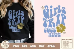 Retro girls trip 2023 Miami SVG png distressed sublimation Product Image 3