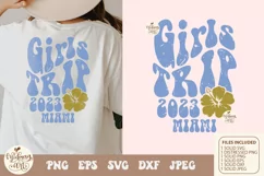 Retro girls trip 2023 Miami SVG png distressed sublimation Product Image 1