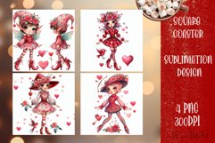 Valentine Square coaster Sublimation Love design png Product Image 1
