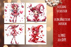 Valentine Square coaster Sublimation Love design png Product Image 1