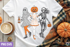 Spooky Girl Squad Halloween Png, Ghost Pumpkin Png Product Image 4