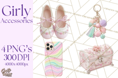 Girly Accessories Clipart, Pastel Fashion Accessories Png Product Image 1