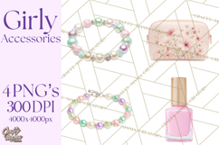 Girly Accessories Clipart, Pastel Fashion Accessories Png Product Image 1