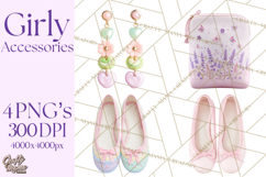 Girly Accessories Clipart, Pastel Fashion Accessories Png Product Image 1