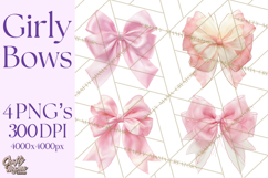 Bows Clipart, Girly Pastel Decorative Png, Layered Satin Product Image 1