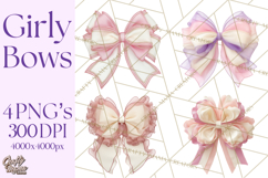 Bows Clipart, Girly Pastel Decorative Png, Layered Satin Product Image 1