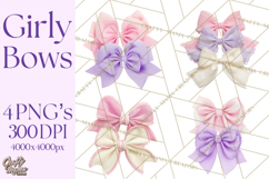 Bows Clipart, Girly Pastel Decorative Png, Layered Satin Product Image 1