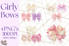 Bows Clipart, Girly Pastel Decorative Png, Layered Satin Product Image 1