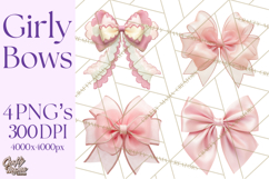 Bows Clipart, Girly Pastel Decorative Png, Layered Satin Product Image 1