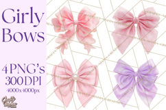 Bows Clipart, Girly Pastel Decorative Png, Layered Satin Product Image 1