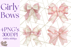 Bows Clipart, Girly Pastel Decorative Png, Layered Satin Product Image 1
