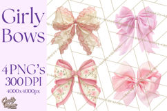 Bows Clipart, Girly Pastel Decorative Png, Layered Satin Product Image 1
