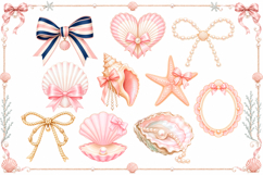 Girly Coastal PNG Bundle | Coquette Beach Bows &amp; Seashel Set Product Image 5