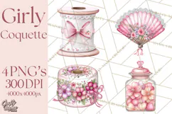 Parisian Coquette Accessories PNG, Girly Clipart, Pastel Product Image 1