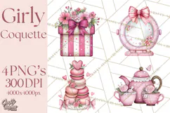 Parisian Coquette Accessories PNG, Girly Clipart, Pastel Product Image 1