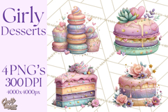 Dessert Clipart, Girly Pastel Sweets, Cupcakes Cookies Png Product Image 1