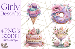 Dessert Clipart, Girly Pastel Sweets, Cupcakes Cookies Png Product Image 1