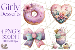 Dessert Clipart, Girly Pastel Sweets, Cupcakes Cookies Png Product Image 1