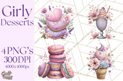 Dessert Clipart, Girly Pastel Sweets, Cupcakes Cookies Png Product Image 1