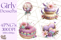 Dessert Clipart, Girly Pastel Sweets, Cupcakes Cookies Png Product Image 1